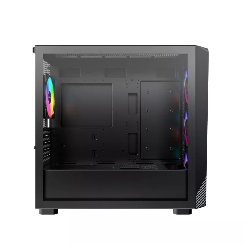 Montech X5M (B) Obudowa PC Micro Tower — Micro‑ATX/Mini‑ITX, 3x120mm przód, 1x120mm tył, obsługa zasilacza ATX, 2x3,5 cala + 4x2,5 cala, Czarna