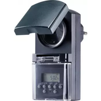 Basetech BT-2106308 Cyfrowy Wtyczkowy Wyłącznik Czasowy z Programem Tygodniowym 1800 W IP44 z Funkcją Odliczania i Funkcją Losową
