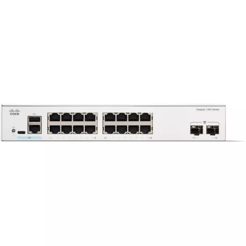 Przełącznik zarządzalny Cisco Catalyst 1300-16T-2G — 16x Gigabit RJ-45, 2x 1GE SFP, L2/L3