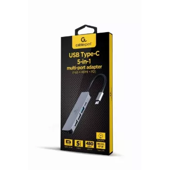 Gembird A-CM-COMBO5-03 USB Type-C 5-w-1 adapter wieloportowy (Hub + HDMI + PD)