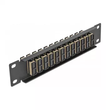 Patch panel światłowodowy DeLOCK 10 cali 12 portów SC Duplex Beżowy 1U Czarny