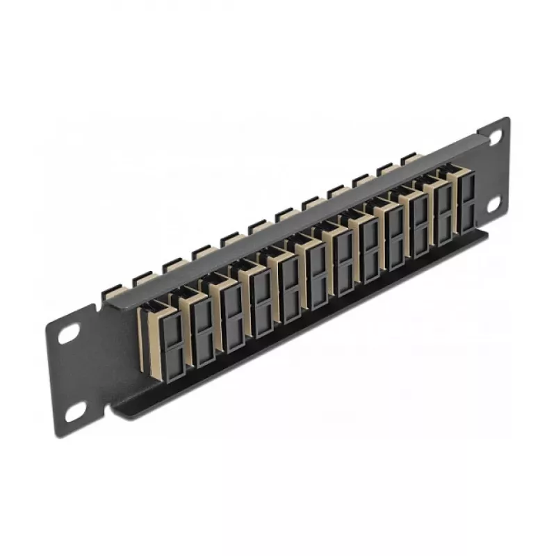 Patch panel światłowodowy DeLOCK 10 cali 12 portów SC Duplex Beżowy 1U Czarny