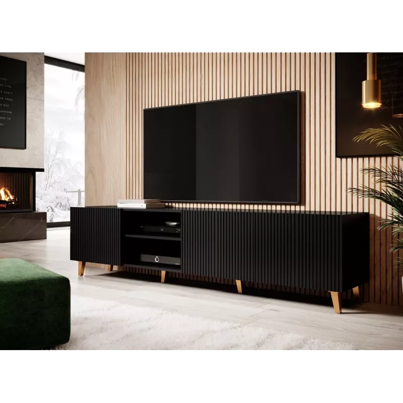 Cama szafka RTV PAFOS 200x42x52 czarny matowy
