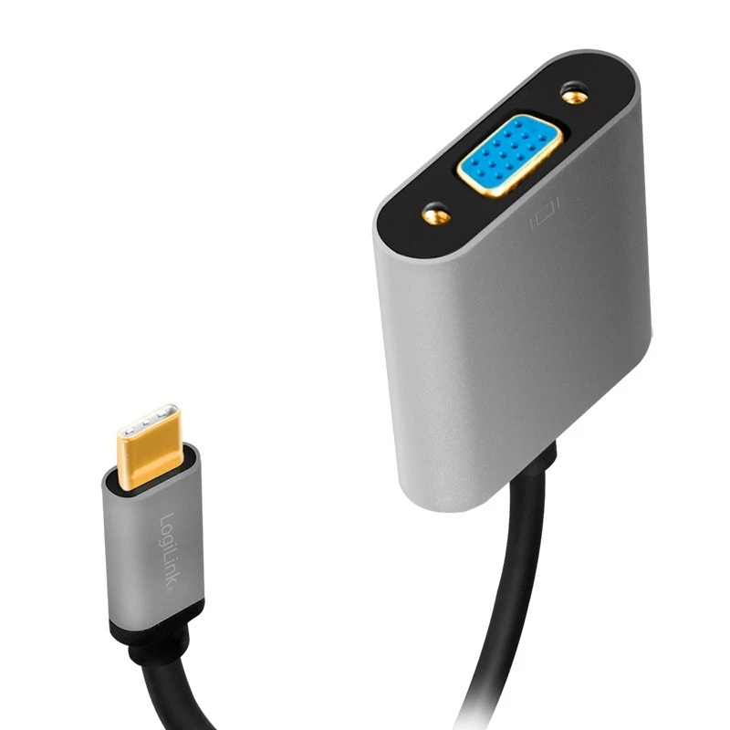 adapter kablowya wideo USB Type-C do VGA (D-Sub) LOGILINK CUA0104 0,15 m, szary/czarny