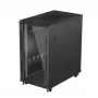 Szafa rack 19 cali LANBERG 22U 600x1000 mm, czarna, szklane drzwi przednie i tylne