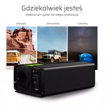 zielony Cell® Przetwornica napięcia 24V na 230V 300W czarna