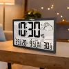 Zegar ścienny GreenBlue GB218 — bardzo duży wyświetlacz LCD, stacja pogodowa, temperatury wewnętrzna i zewnętrzna, wyświetlanie daty