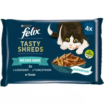 FELIX Tasty Shczerwonys z łososiem i tuńczykiem - 4x 80g