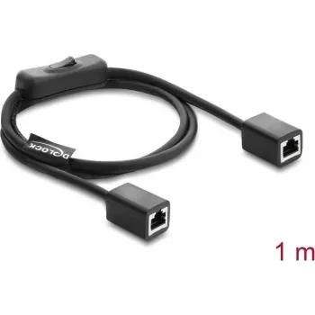Kabel krosowy sieciowy DELOCK RJ45 Kat.6 F/UTP 1 m z przełącznikiem na kablu (BUBU)