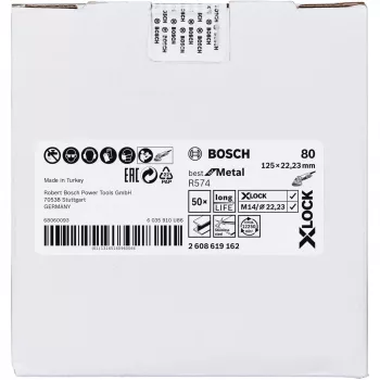 Tarcza szlifierska Bosch X-LOCK R574 Best for Metal 125 mm K 80, ściernica do metalu