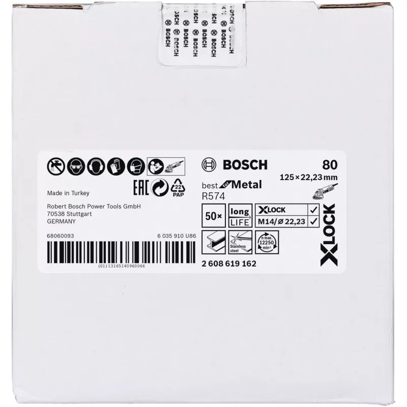Tarcza szlifierska Bosch X-LOCK R574 Best for Metal 125 mm K 80, ściernica do metalu
