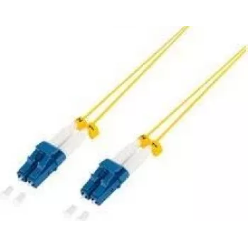 Światłowodowy cienki kabel krosowy - OS2 - LC-LC duplex - jednomodowy - żółty - 1 m
