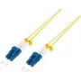 Światłowodowy cienki kabel krosowy - OS2 - LC-LC duplex - jednomodowy - żółty - 1 m