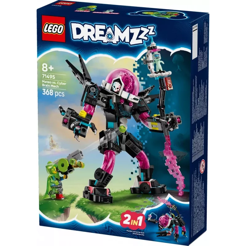 Zabawka konstrukcyjna LEGO 71495 Mateo vs. Mech Cybermózgu — zestaw z minifigurkami i budowanym mechem