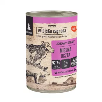 Mokra karma dla psa wiejskazagroda Indyk z Jagnięciną puszka 800 g, 82,2% wilgotności, 8% białka, 2,7% tłuszczu