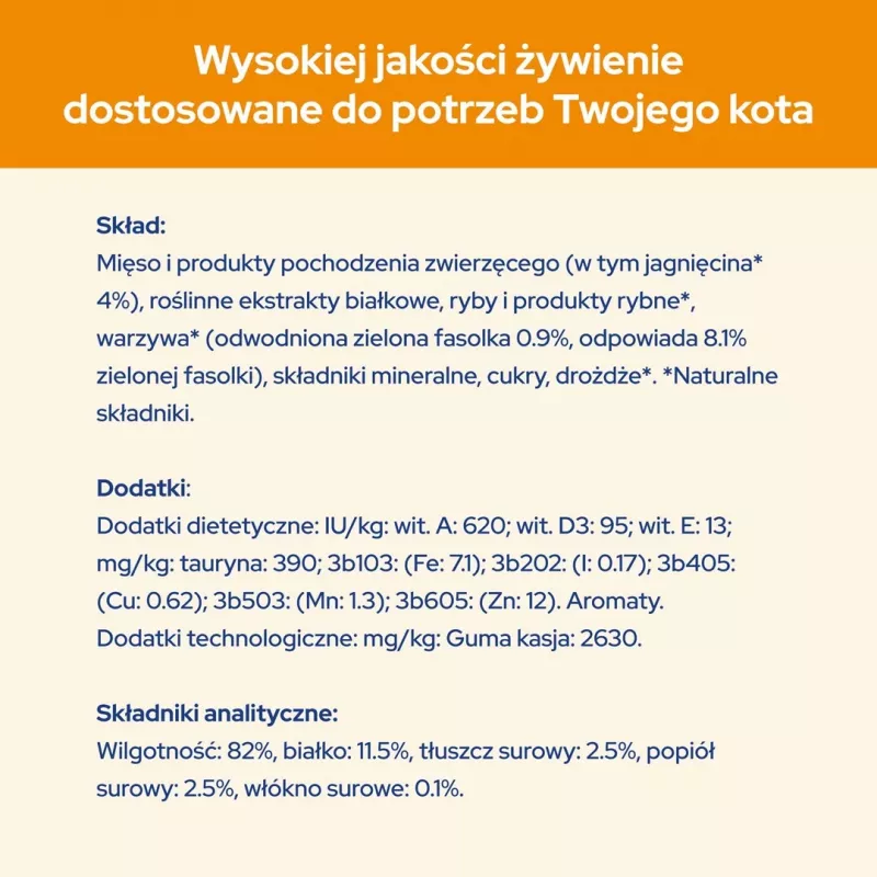 PURINA Cat Chow Jagnięcina, Zielona Fasolka - mokra karma dla kota - 10x85 g
