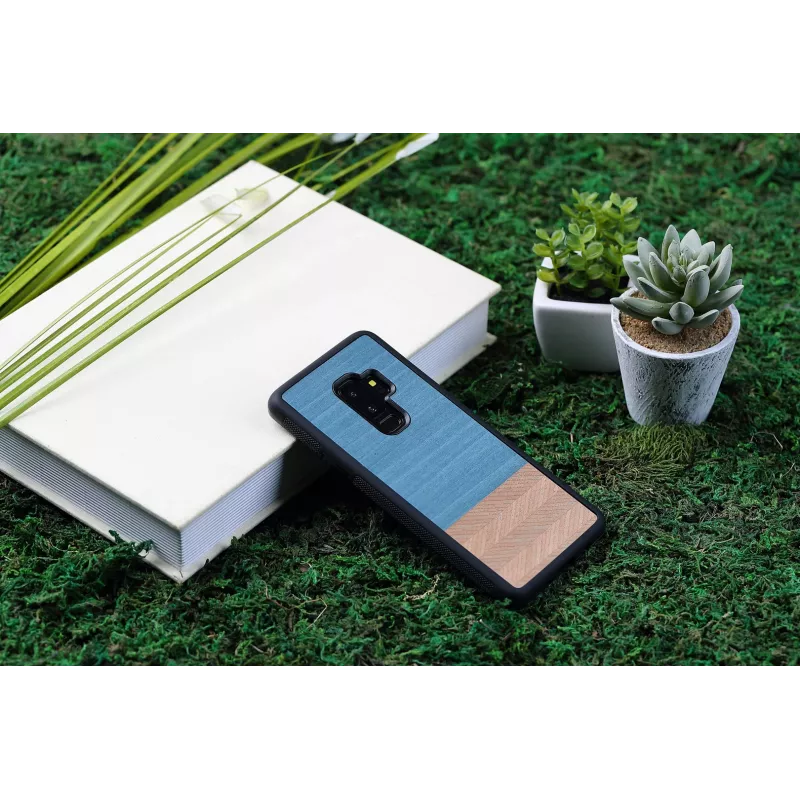 Etui na smartfona man and wood do Samsung Galaxy S9 Plus — denim Czarny
