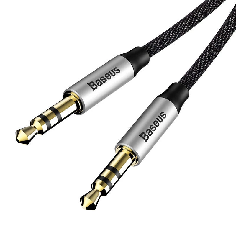 Baseus Yiven Audio kabel Kabel 3.5 męski Audio M30 1.5M Srebrny+ Czarny