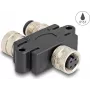 Rozgałęźnik kabla DeLOCK M12 Y-Splitter A-kodowany 4-pin 1 x żeński na 1 x męski i 1 x żeński