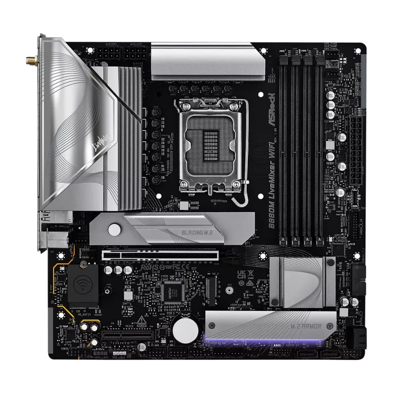 Płyta główna ASRock B860M LiveMixer WiFi — Intel B860, LGA 1851, micro ATX, DDR5, 4x DIMM, Wi‑Fi 6E, 2.5Gb LAN