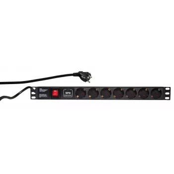 Listwa przeciwprzepięciowa LogiLink PDU7C01 czarna 7 gniazd AC 230 V 2 m