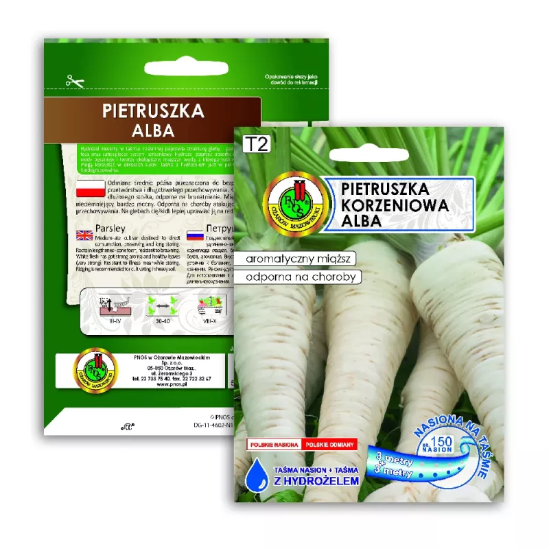 Taśma nasienna Apte Pietruszka Alba 6 m — średnio późna odmiana pietruszki do przetwórstwa