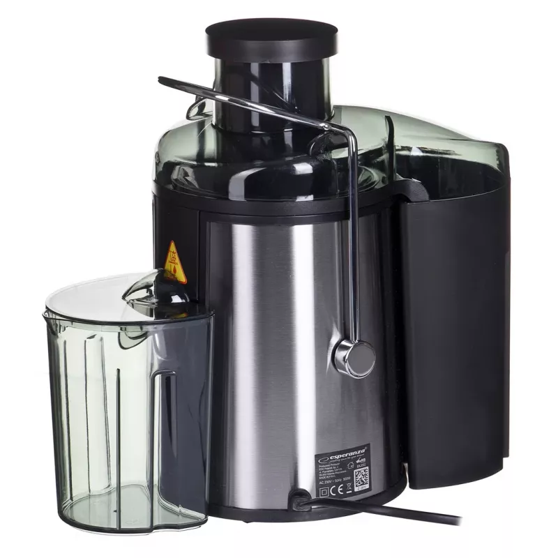 Sokowirówka ESPERANZA EKJ002 — 500 W, pojemnik na sok 0,45 L, pojemnik na miąższ 1,5 L, stal nierdzewna/czarny