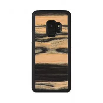 Etui na smartfona męskie z drewna dla Samsung Galaxy S9, biała heban/czarne wykończenie