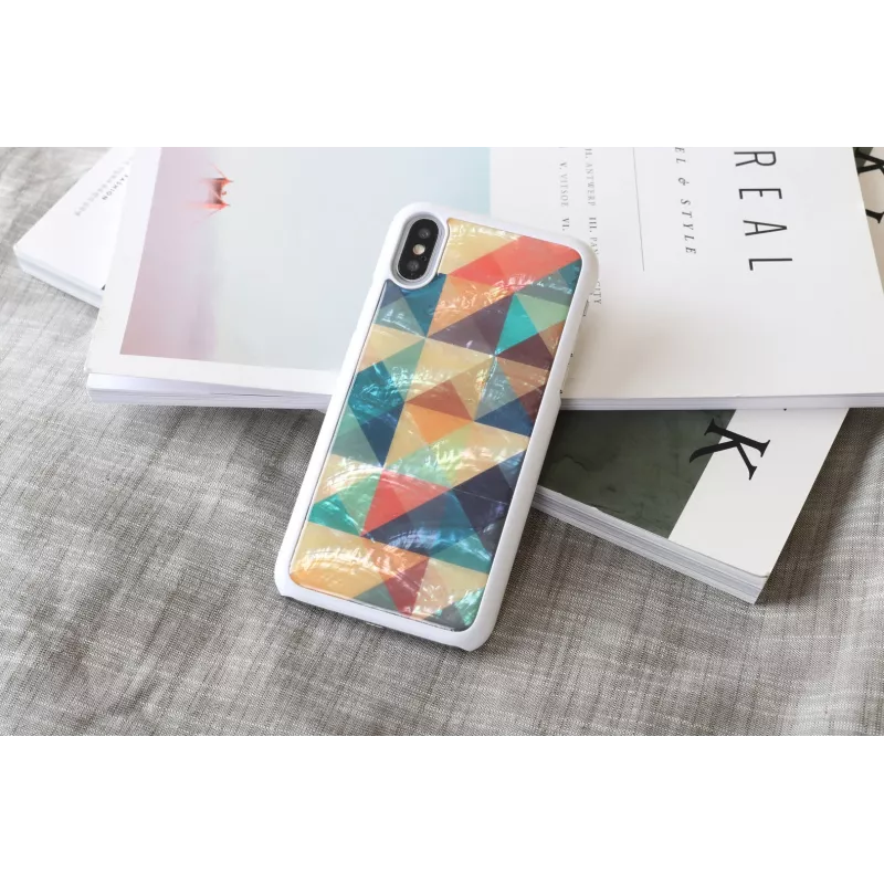 Etui ochronne na smartfona iKins do iPhone XS/S mozaika białe – twardy plecki, dekoracyjny wzór mozaiki