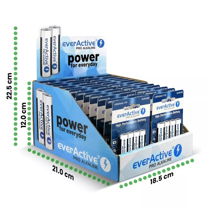 Alkaliczne baterie everActive AAA LR034BLPADIS — opakowanie 96 szt.