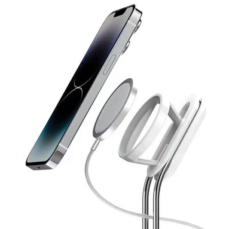Uchwyt na telefon SODI SIM-300 srebrny MagSafe — podstawka biurkowa do iPhone'a zgodnego z MagSafe