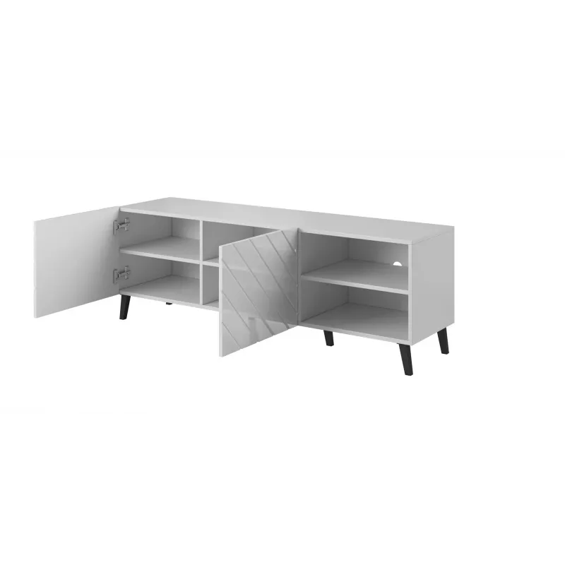 szafka RTV ABETO 150x42x52 biały/biały połysk