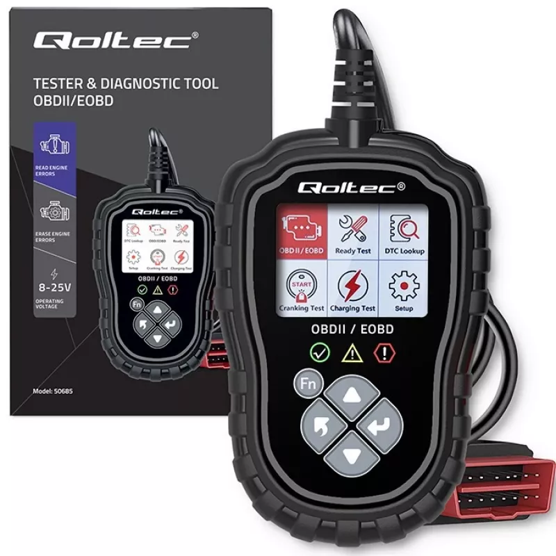 Tester diagnostyczny OBDII QOLTEC ProLine 50685 — skaner OBD-II do pojazdów z instalacją 8V/25V