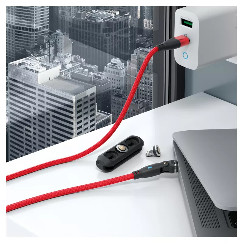 Kabel USB RealPower MagneticCharge 100 1m USB C Czerwony Szybkie Ładowanie