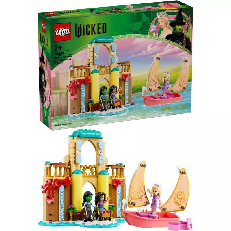 Zestaw konstrukcyjny LEGO 75681 z minifigurkami: Wicked, Glinda, Elphaba, Nessarose oraz Uniwersytet Shiz