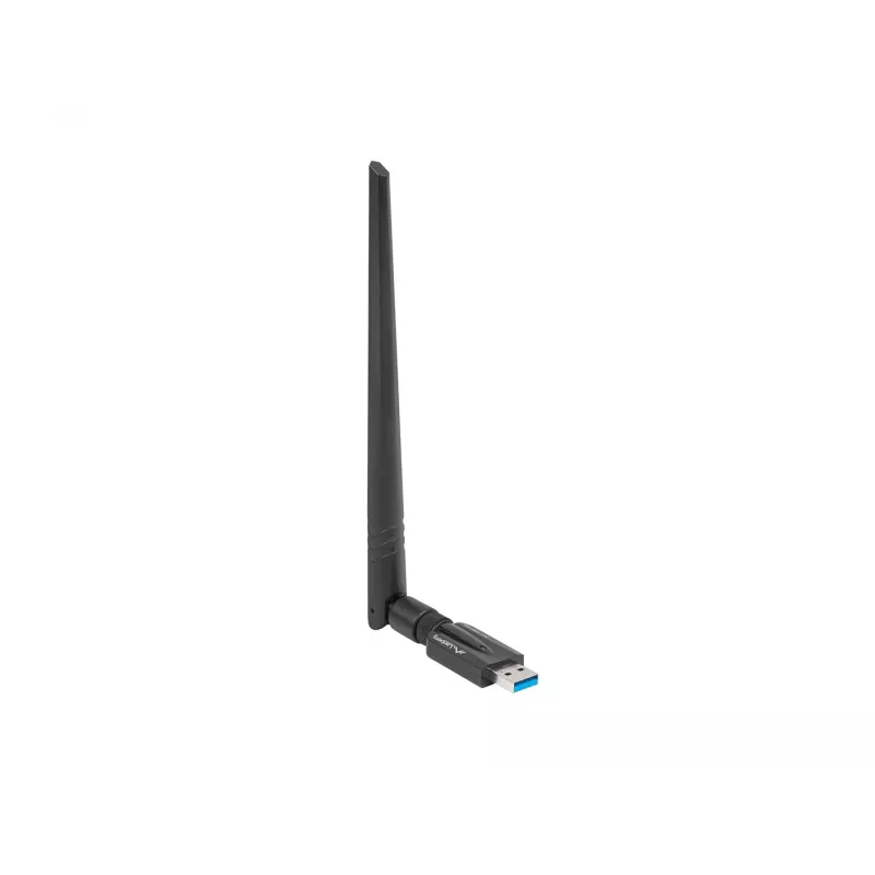 Karta WLAN wewnętrzna LANBERG NC-1200-WIE — Dwuzakresowy adapter USB WLAN, RTL8812BU, do 1200 Mbit/s, zewnętrzne anteny 2x2 (5 dBi), czarny