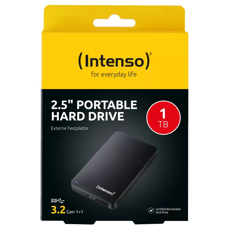 Przenośny dysk twardy 1 TB odnowiony, zewnętrzny dysk twardy (czarny)