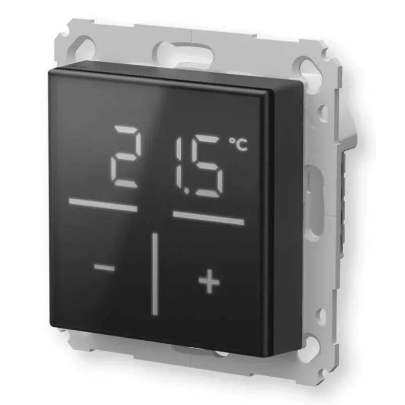 Szklany termostat ścienny Homematic IP z czujnikiem CO₂ — mechaniczny, czarny, 230 V, IP20