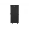 Szafa rack wolnostojąca LANBERG FF01-6627-12BL 19 cali 27U 600x600 mm szklane drzwi, udźwig 800 kg
