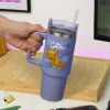 Paladone Minecraft fioletowy kubek termiczny ze słomką, 900 ml