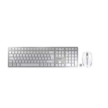 CHERRY DW 9100 cienki klawiatura mysz w zestawie uniwersalna RF Wireless + Bluetooth AZERTY francuski srebrny