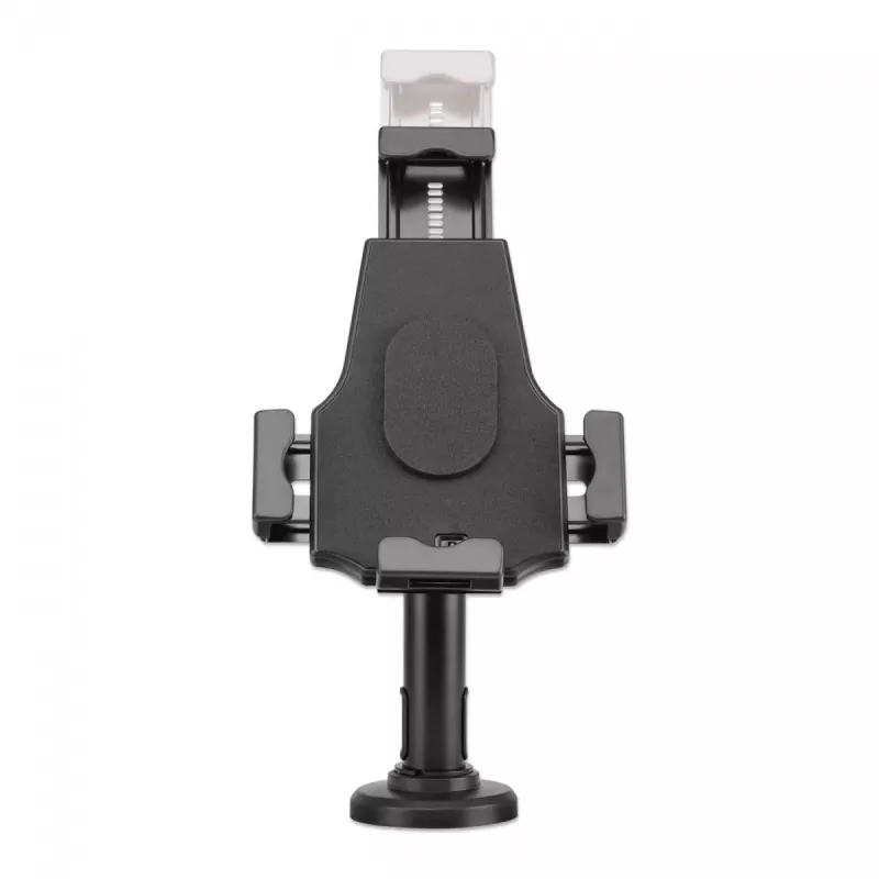 Manhattan iPad i Tablet - Stojak biurkowy, zamykany, do montażu na ścianie, zabezpieczenie przed kradzieżą, tablety 7.9 inch do 10.5 inch, obrót 360°, nachylenie +/-70°, obrót w poziomie 330°, czarny, dożywotnia gwarancja
