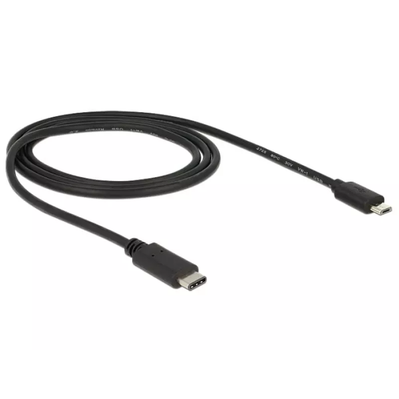 DeLOCK - Kabel USB - 5-pin Micro-USB Typ B (M) - 24-Pin-USB Typ C (M) - 1,0 m (USB 3,1) - Czarny (83602)