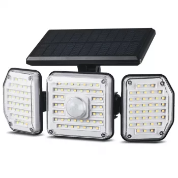 Lampa LED Solar Maclean IP65 z czujnikiem ruchu i zmierzchu 4W 320lm 4000K Li-ion 1200 mAh 3 tryby pracy Naświetlacz Oświetlenie bezpieczeństwa Ogrodu Wejścia HQ