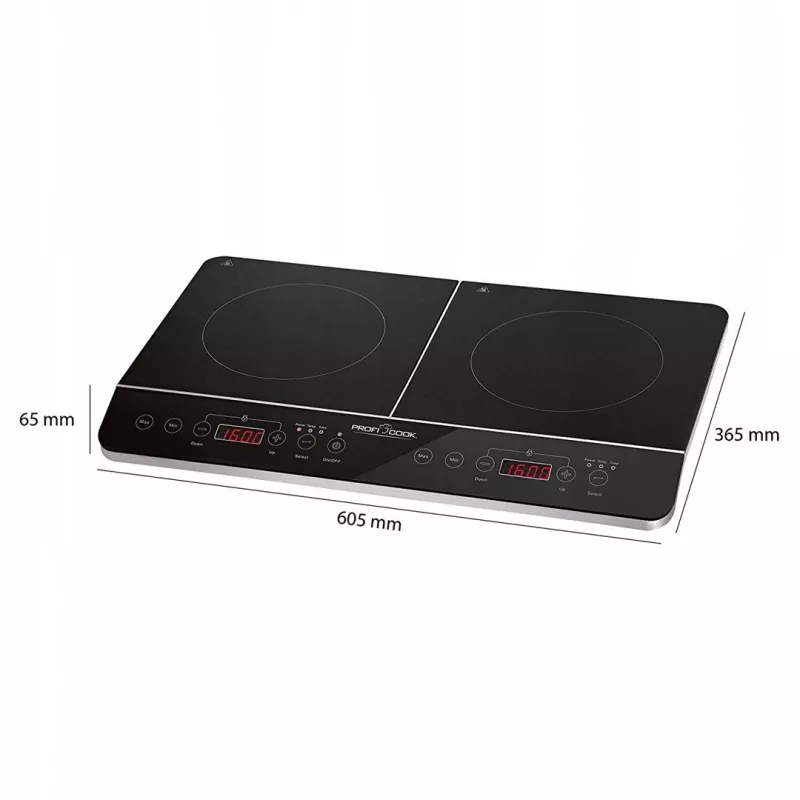 Płyta indukcyjna PROFI COOK PC-DKI 1067, 3500W, 2 strefy grzewcze, czarna