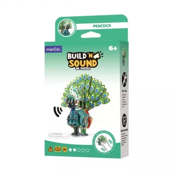 MierEdu 3D Puzzle Buduj i Słuchaj - Paw