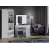 Zestaw toaletki MIJAS, prawostronny, top e shop — biurko 98×76×51 cm, 4 szuflady, lustro LED, biały, wysokość 1460 mm