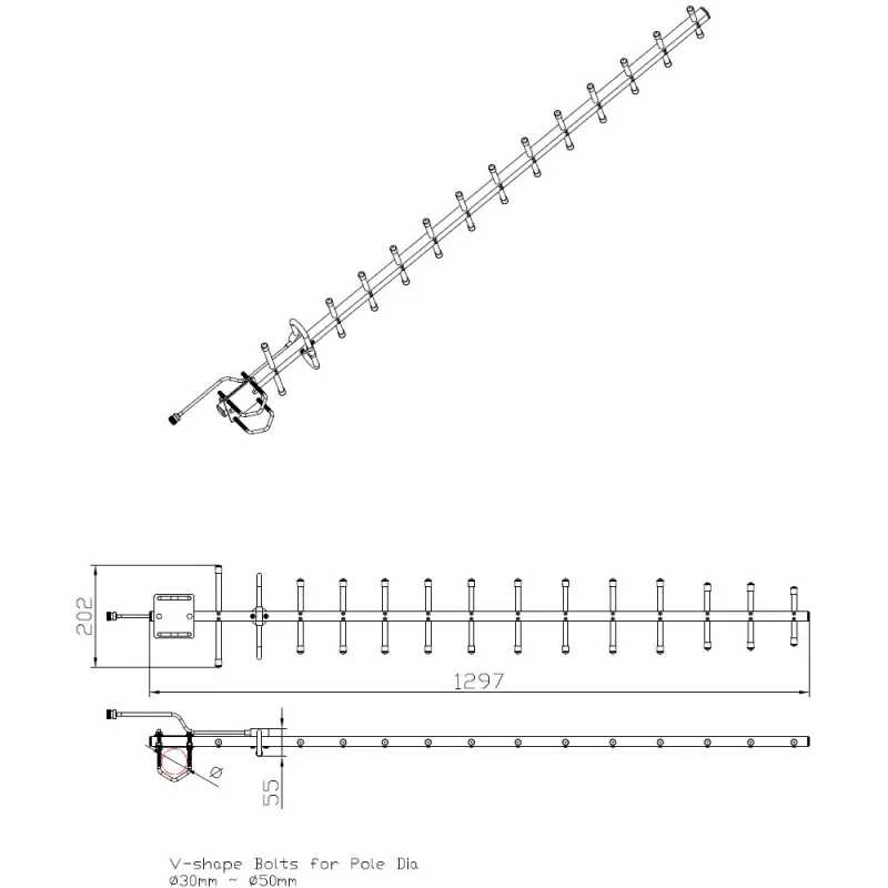 Kierunkowa antena Yagi ALLNET ANT-868-14dbi-Yagi 868 MHz 14 dBi N-żeński