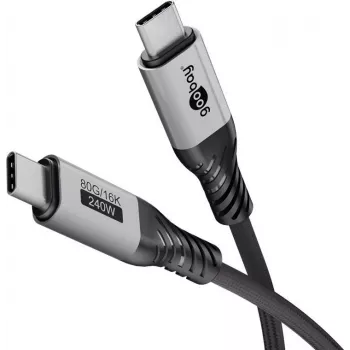 Goobay USB-C -Cable USB4 Version 2.0 1.5 m czarny Srebrny - 240 W 80 Gbit/s Zasilanie (74776)