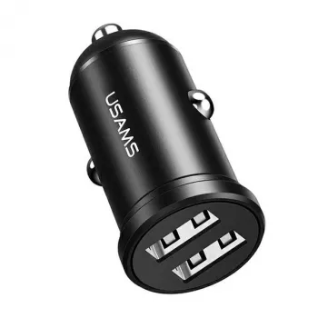 Ładowarka samochodowa usams USA000867 — Dual USB 2×2.4A, czarna